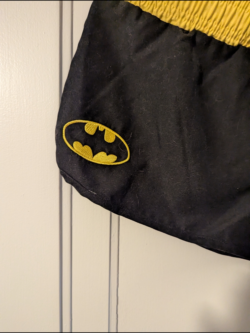 DC Comics Black Athletic Shorts with Yellow Waistband & Batman Logo - Picture 2 of 5